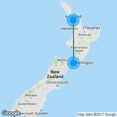 a map showing the location of new zealand and other countries on google maps, with locations marked in blue