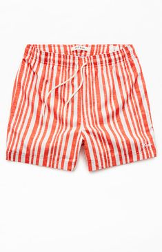 Dive into style with our Rosey Striped 4.5" Swim Trunks. Featuring a timeless striped pattern and a comfortable 4.5" length, these trunks offer a classic yet contemporary look for any beach or poolside adventure. With an elasticated drawstring waistline for the perfect fit, you'll be ready to soak up the sun in style.   	Elastic stretch waistline 	Adjustable drawstrings 	On seam pockets 	Full mesh lining 	4.5" Inseam, 15" Outseam 	Heat transfer logo at the hip 	100% Polyester Pacsun Mens, Soak Up The Sun, Mens Swim Trunks, Man Swimming, Swim Trunks, Exclusive Collection, Pacsun, Heat Transfer, Cool Style