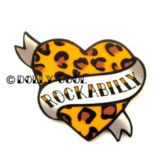 Leopard Print Tattoos, Psychobilly Fashion, Traditional Tattoo Flash Art, Rockabilly Tattoo, Tattoo Lettering Fonts, Traditional Tattoo Flash, Home Tattoo, Tattoo Flash Art, Heart Brooch