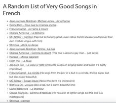 a random list of very good songs in french