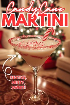 the candy cane martini is ready to be served at christmas time, and it's delicious