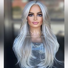 Lace - Middle Part- 25” Length- 130% Density-Average Cap Size Mexican Style Dresses, Lace Wigs Styles, Beaded Hair Extensions, Icy Blonde Hair, Beaded Hair, Icy Blonde, New Hair Colors, Mexican Style, Hair Envy