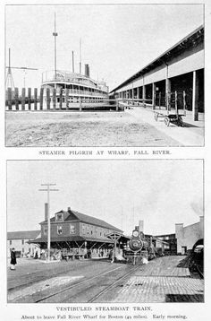 an old black and white photo shows the same train station as it was in the early 1900's