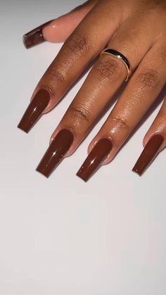 Mocha Brown Nails, One Color Nails, Mocha Brown, Short Acrylic Nails, Nail Inspiration, Nails Inspo, Black Nails, Almond Nails