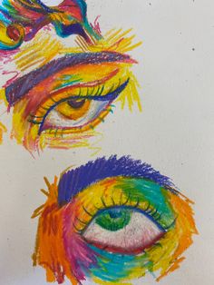 two colored drawings of eyes with different colors