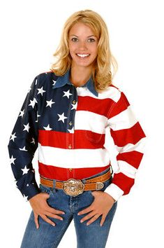 Top Seller for Roper Womens Patriotic Red 100% Cotton L/S Stars Stripes American Flag Shirt, Womens Tops American Flag Shirt, Flag Shirt, Womens Long Sleeve Shirts, Stars And Stripes, Printed Denim, Western Shirts, Western Outfits, Red White And Blue, Western Wear