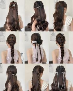 Cool Hair Designs, Cute Quick Hairstyles, Easy Hairstyles For Thick Hair, Hair Style Korea, Hair Inspiration Long, Hairstyles For Girls, Ribbon Hairstyle, Hair Stylies, Hair Up Styles