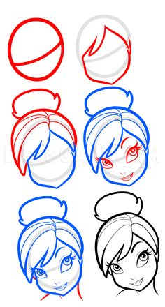 four different styles of hair with red, white and blue circles around them on top of each other