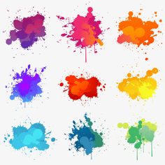 colorful paint splattered on white background