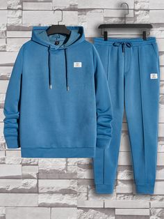 Azul Casual Collar manga larga  Letras  Embellished Elástico Ligero Verano Conjuntos para Hombre Shein Men, Western Outfits Men, Guys Clothing Styles, Mens Hoodie, Hoodie And Sweatpants, Knit Hoodie, Drawstring Hoodie, T Shirt And Shorts, Kids Beachwear