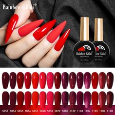 Rainbow Ghini 15ml Glitter Dark Red Gel Nail Polish Semi-Permanent Varnish UV Pale Red Nail Gel Art Supplies for Professionals Red Nail Gel, Nail Gel Art, Red Gel Nail Polish, Red Gel Nails, Semi Permanente, Gel Art, Red Nail, Beauty Lipstick, Lipstick Makeup