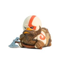 an angry bird figurine with a hammer and helmet on it's head