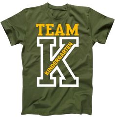 Team Kindergarten Teacher Logo T-Shirt College Team Name Green T-shirt, Green College T-shirt With Team Name, College Green T-shirt With Team Name, Green Cotton T-shirt For Sports Events, Green Team Spirit T-shirt With Team Name, Green College T-shirt With Text Print, College Green T-shirt With Text Print, Green Graphic Tee With Team Name, Green Text Print T-shirt For Casual Wear