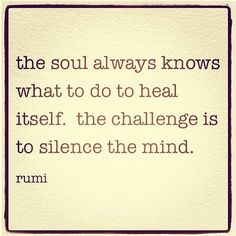 the soul always knows what to do to heal itself, the challenge is to silence the mind