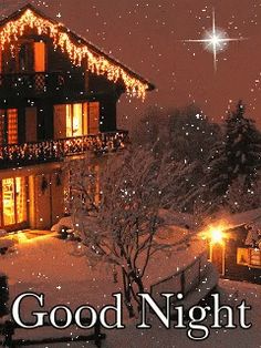 a house with christmas lights on it and the words good night