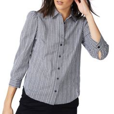 Court & Rowe Rich Black White Gingham Button Front Collared Shirt Multiple Sizes Available: Xxs, S - Collared Neckline - 3/4 Sleeves With Button Cuffs - Button Front Closure - Style 3820017 - Msrp $79 Nwt New With Tags Tags: Top, Tunic, Button-Down, Casual, Everyday, Preppy, Work, Office, Picnic, Spring Summer Plaid Button Closure Workwear Top, Plaid Cotton Shirt For Office, Classic Cotton Houndstooth Top, Gingham Button-up Top With Button Closure, Plaid Collared Blouse For Work, Gingham Cotton Shirt For Work, Plaid Button-up Shirt With Button Cuffs, Cotton Collared Top With Houndstooth Pattern, Gingham Button-up Tops With Buttons