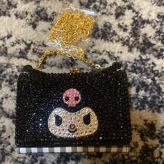 Brand New Purchased From Japan Blingme Store Designer Black Evening Bag As Gift, Black Clutch Wallet On Chain For Party, Black Rectangular Wallet On Chain For Evening, Luxury Black Wallet On Chain For Party, Designer Party Wallet On Chain In Rectangular Shape, Rectangular Wallet On Chain Gift, Orange Monkey, Sanrio Bags, Sanrio Bag