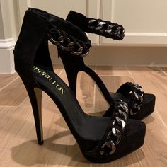 Black Chain Stilettos. Never Worn. Cleaning Out The Closet. Size 7.5 Women's. Questions? Leave A Comment Below! Party Heels With Chain Strap And Round Toe, Open Toe Heels With Chain For Night Out, Chain Detail Open Toe Heels For Night Out, Glamorous Heels With Chain Strap For Night Out, Chain Strap Heels With Round Toe For Night Out, Round Toe Heels With Chain Strap For Night Out, Party Heels With Chain And Round Toe, Black Heels With Chain Ankle Strap, Black High Heel Shoes With Chain Detail