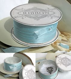 the ribbon is blue and white with silver trimmings on it's sides