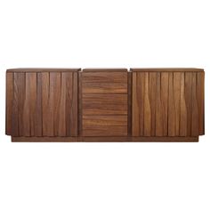 the sideboard is made out of wood and has two doors on each side, one with