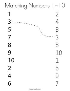 a number line with numbers on it and the words match the numbers 1, 2, 3