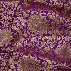 Silk Brocade Fabric in Purple Gold Weaving, Banaras Brocade Fabric. This is a beautiful heavy benarse blended silk brocade floral design fabric in Purple and Gold. Listing for 1 Yard of fabric.  Width of the fabric is 44 inches. Care: Dry Clean Only Code:-bg1177 Fabric Type: Blended Silk (Viscose and Silk) Super Fine Quality Brocade Weaving from Banaras, which is known as "Kimkhab". During the Mughal period (1556-1707), when kimkhwāb was extremely popular with the rich, the great centers of brocade weaving were Benares (Vārānasi). You can use this fabric to make Dresses, Tops, Blouses, Jackets, Crafting, Clutches or Evening Bags, Embellish your clothes, Pillows, Drapery, Home Décor, Outdoor, Quilting, Sewing, General, Upholstery etc use it for scrap booking projects. If you purchase more t Purple Brocade Saree For Wedding, Purple Brocade Dupatta For Wedding, Wedding Brocade Purple Dupatta, Wedding Purple Brocade Dupatta, Kurta Lehenga, Wedding Dress Fabrics, Etsy Wedding Dress, Silk Brocade, Varanasi