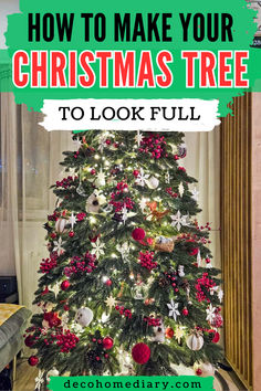 Christmas Tree Ideas Make Christmas Tree Look Fuller, Easy Christmas Tree Ideas, Simple Christmas Tree Decor Ideas, Simple Christmas Tree Decor, Game Christmas Tree, Sparse Christmas Tree, Traditional Christmas Tree Decor, Christmas Tree Tips, Walmart Christmas Trees