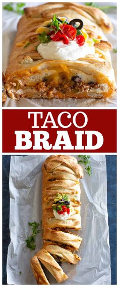 the taco bread has been sliced and is ready to be eaten