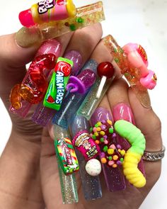 ILL TAKE YA 2 THE CANDY SHOP🍬🍭🌈 ⁣ ➡️Swipe to the end🥹➡️ ⁣ Recently we started a candy business which started as an idea from our 9 yr old son! He wanted to sell “freeze dried candy” and we made it happen for him! I hand sculpted and painted these nails in dedication of our new small business ✨ @zandbcandiez ✨⁣ Using all @nailzbydevshop products to paint and sculpt! ⁣ My son is so excited to start this new business venture with his dad, so much that at the grand opening of our nail supply shop... Candy Business, Candy Videos, Freeze Dried Candy, Dried Candy, Finger Nail Art, Nail Art Disney, Nails Today, Nail Polish Art