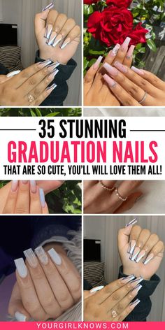 Remember that time you powered through a Netflix series when you should’ve been studying for finals? College is hard, I know. But graduating is FUN, right? And to make it even better, get your hands on these super cute graduation nails that are nothing short of a big wow factor. Graduation Nails Red, Nails Gel White, Red Graduation Nails, Simple Graduation Nails, White Graduation Nails, Cute Graduation Nails, Nail Ideas Graduation, Finals College, College Graduation Nails