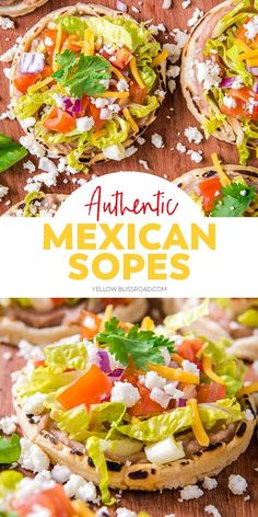 mexican sopes with shredded cheese and lettuce on top