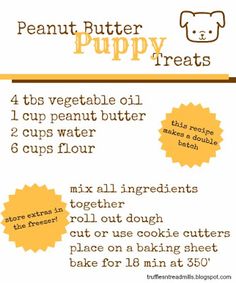 a recipe for peanut butter puppy treats with instructions to make it in the microwave or on the stove