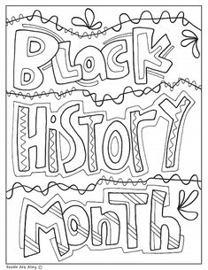 black history month coloring page with the words black history month written in different font styles