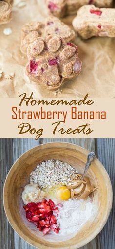 homemade strawberry banana dog treats in a bowl