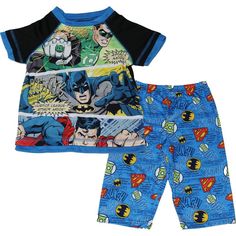 These Flame Resistant Pajamas For Children Make Bedtime Fun! Featuring Three Favorite Dc Comics Superheroes In One, These Pjs Are Sure To Be Instant Favorites!Short Sleevetop Has Superman, Batman, And Green Lantern In Justice League Attack Mode. Elastic Waist Long Pants Feature Logos For Batman, Superman, And Green Lantern, With Speech Bubbles And Sound Effects Like In A Comic Book. Available In Toddler Sizes 2t - 4t, Boys&Apos; Sizes 4 - 7. 100% Polyester. Officially Licensed. Batman And Green Lantern, Summer Pjs, Dc Comics Superheroes, Batman Superman, Boys Pajamas, Green Lantern, Superhero Comic, Pajama Bottoms, Kids Pajamas