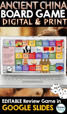 BOTH DIGITAL & PRINT Board Game using Google Slides and Google Classroom! Perfect review game before the exam! Sound effects, Dice, and Game Markers. and 13 EDITABLE Questions and Answers Included! Aligned with: Ancient China Exam China Resources This resource is part of the Ancient Civilizations (Entire) Curriculum Digital Board, Game Google, Ancient Mesopotamia, Review Games, Ancient China, Mesopotamia, Questions And Answers, Ancient Civilizations, Sound Effects