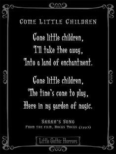 some little children poem written in black and white with an ornate frame on the front