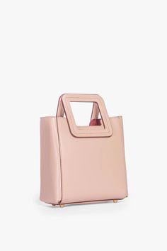 STAUD MINI SHIRLEY LEATHER BAG | BLUSH Mini Shoulder Bag, Small Tote, Zip Pouch, Leather Mini, Crossbody Strap, You Bag, Cow Leather, Top Handle, Leather Bag