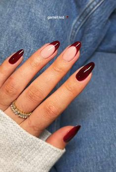 Garnet Red Nails, Nails Dnd, Fall Nude Nails, Colourful Nail, College Nails, Red Gel Nails, Dark Red Nails, Wine Nails