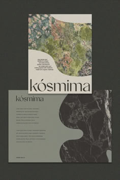 the cover of kosmima magazine with an abstract map