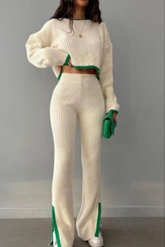 Knit Two Piece Set, Cropped Pullover, Mode Inspo, 가을 패션, Looks Vintage, Outfits Casuales, Cropped Sweater, Lany, Look Fashion