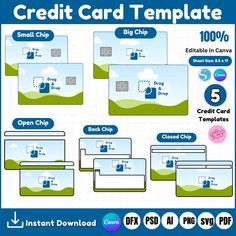 the credit card template is available for all types of cards, including one with an open chip