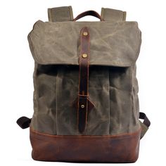 Channel your inner adventurer with our wax canvas backpack, inspired by classic explorer bags and designed for modern journeys. This backpack combines vintage aesthetics with contemporary functionality, perfect for those who appreciate both style and utility. Classic Design with Modern Features Vintage Charm: Crafted from naturally water-repellent waxed cotton canvas and refined crazy horse leather, this backpack exudes timeless appeal. Its classic design is reminiscent of old adventurer's bags, Wax Canvas, Waxed Canvas Backpack, Canvas Backpacks, Backpack Brands, Leather Laptop, Vintage Canvas, Canvas Backpack, Waxed Canvas, Crazy Horse