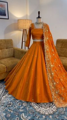 Orange Colour Lehenga, Anarkali Dress Pattern, Pakistani Fancy Dresses