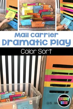 the mail carrier dramatic play color sort is an easy and fun way to practice letter recognition