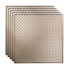 four metallic diamond plate sheets on a white background