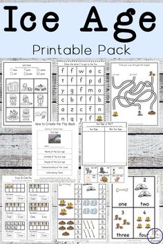 an ice age printable pack with pictures and words to help kids learn how to use the