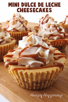 mini dulce de leche cheesecakes on a cutting board