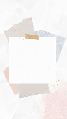 a piece of white paper with gold foil on it and some pink paint splatters