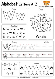 the alphabet worksheet for children to learn how to write and draw letters with pictures